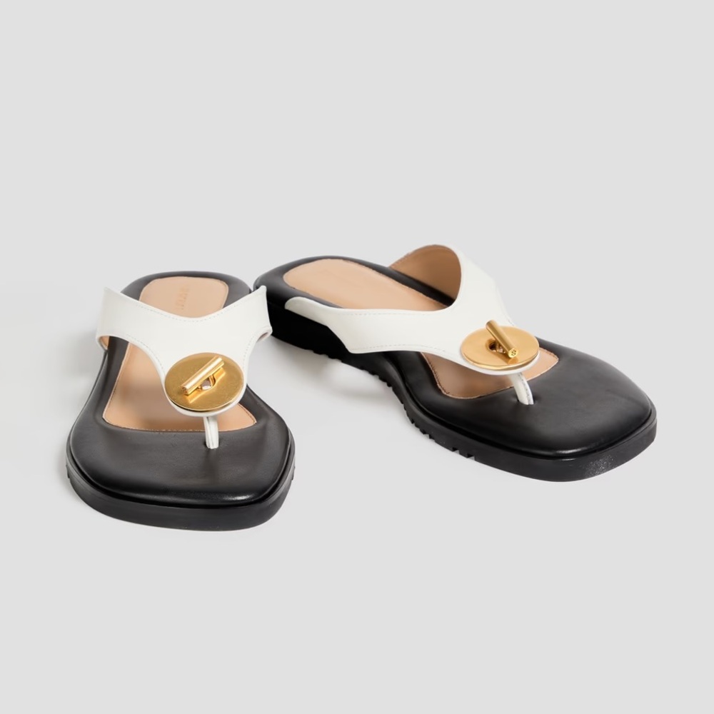 SIMKHAI Asher Leather Sandals White Size 41